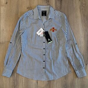 Antigua Womens Iowa State Cyclones Gingham Button Down Shirt Size Small NWT